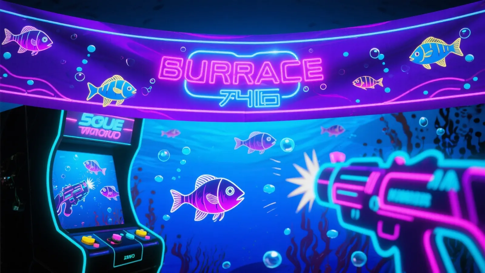 游戏主题海底霓虹横幅